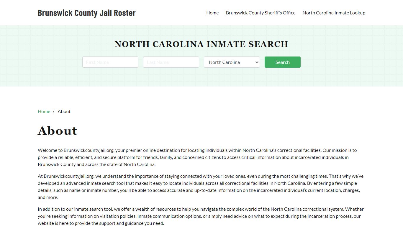 About - Brunswick County Jail Roster Lookup, NC, Inmate Search